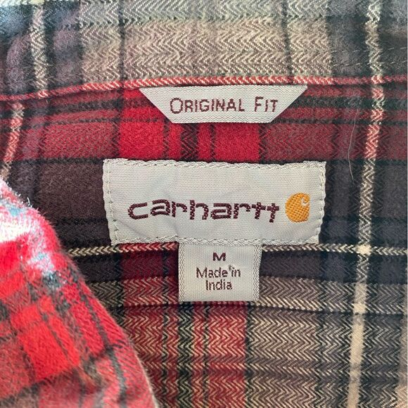 Carhartt medium men’s plaid heavy flannel original fit button front shirt. - Picture 3 of 8